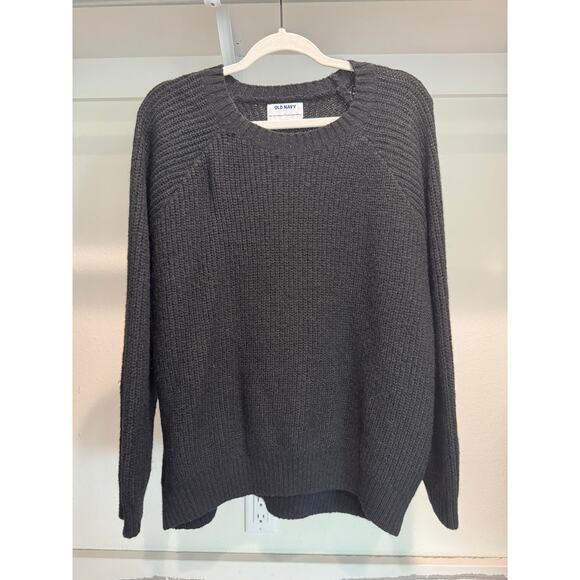 Old Navy Crew Neck Oversized Sweater Soft Heavy Black Size Large - Picture 1 of 7